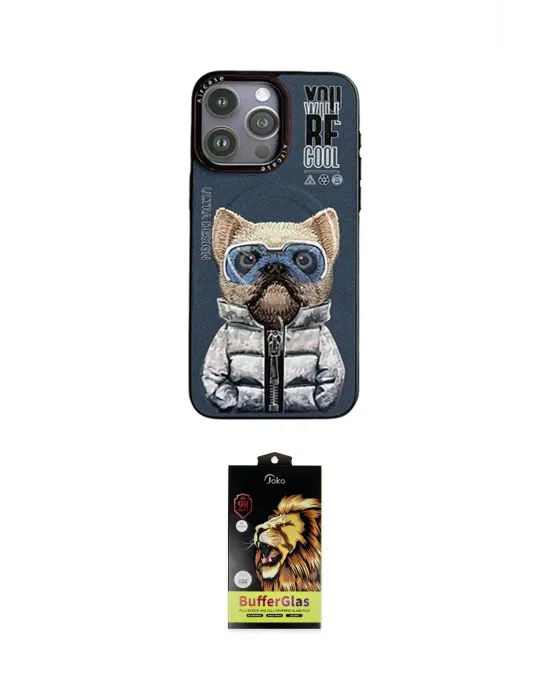 ieg™ iPhone 14 Pro Kılıf Siluet Modern Özel Seri - Siyah Buffer Cam Ekran Koruyucu