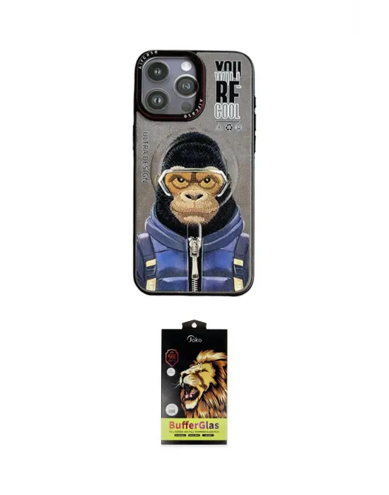 ieg™ iPhone 14 Pro Kılıf Siluet Modern Özel Seri - Siyah Buffer Cam Ekran Koruyucu