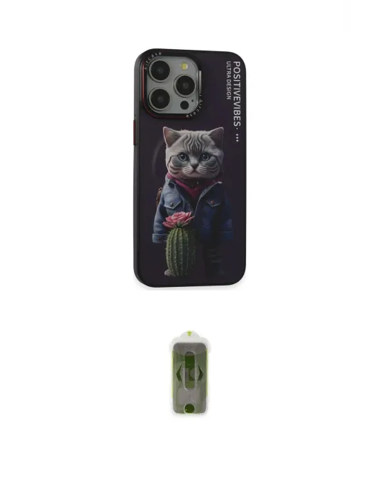 ieg™ iPhone 14 Pro Kılıf Siluet Modern Özel Seri - Siyah Joko Magic 5D Hayalet Cam