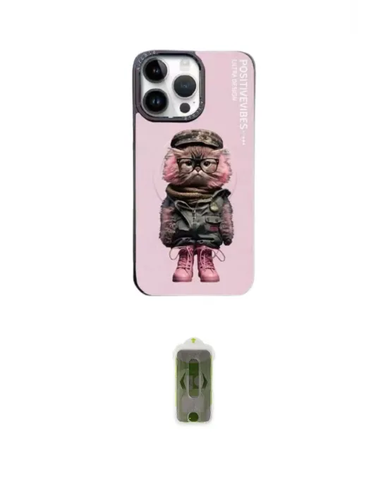 ieg™ iPhone 14 Pro Kılıf Siluet Modern Özel Seri - Siyah Joko Magic 5D Hayalet Cam