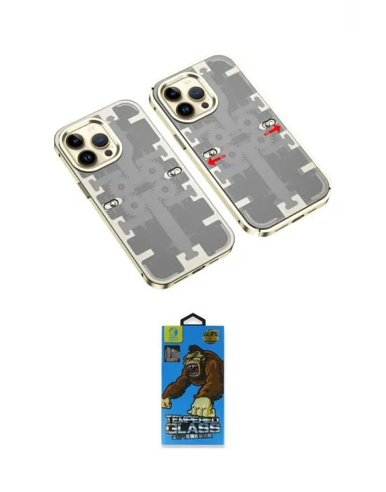 ieg™ iPhone 14 Pro Kılıf Ufuk Doku Prime - Siyah 18D Cam Ekran Koruyucu