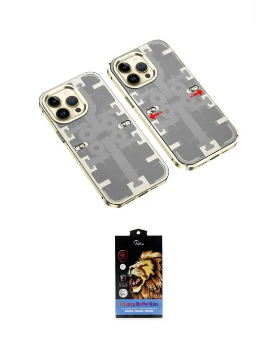 ieg™ iPhone 14 Pro Kılıf Ufuk Doku Prime - Siyah Buffer Hayalet Cam Ekran Koruyucu