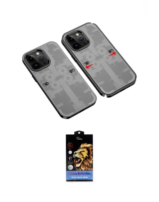 ieg™ iPhone 14 Pro Kılıf Ufuk Doku Prime - Siyah Buffer Hayalet Cam Ekran Koruyucu