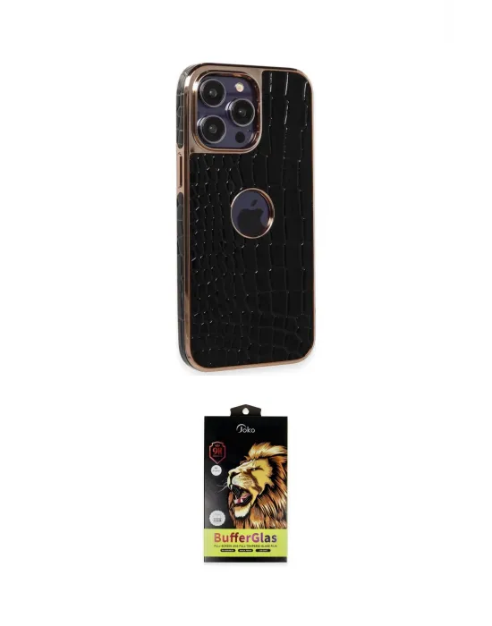ieg™ iPhone 14 Pro Kılıf Ufuk Form Prime - Siyah Buffer Cam Ekran Koruyucu