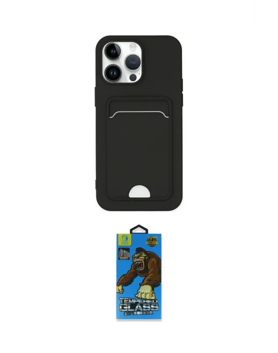 ieg™ iPhone 14 Pro Kılıf Vadi Çizgi Prime - Siyah 18D Cam Ekran Koruyucu