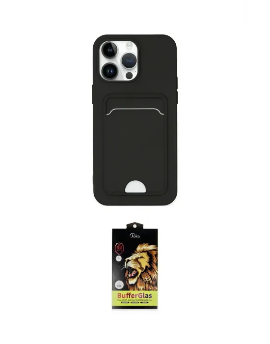 ieg™ iPhone 14 Pro Kılıf Vadi Çizgi Prime - Siyah Buffer Cam Ekran Koruyucu