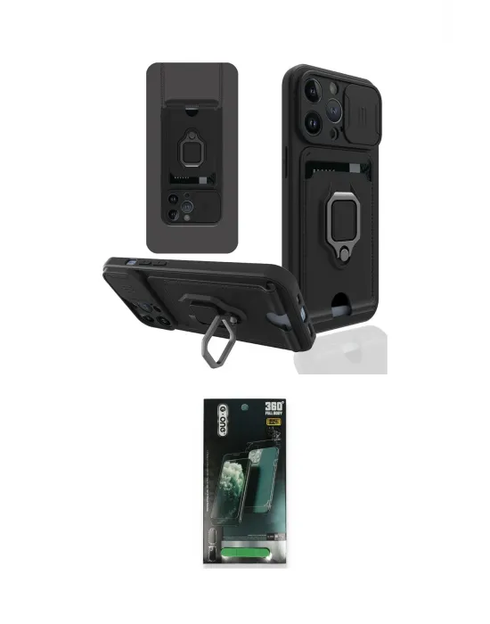ieg™ iPhone 14 Pro Kılıf Vadi Form Prime - Siyah 360 Mat Full Body Arka Koruyucu