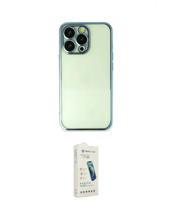 ieg™ iPhone 14 Pro Kılıf Vadi Minimal - Şeffaf Pasifik Cam Ekran Koruyucu