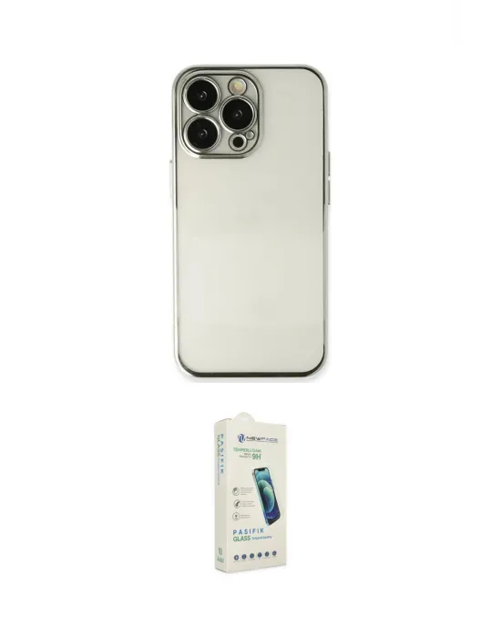 ieg™ iPhone 14 Pro Kılıf Vadi Minimal - Şeffaf Pasifik Cam Ekran Koruyucu