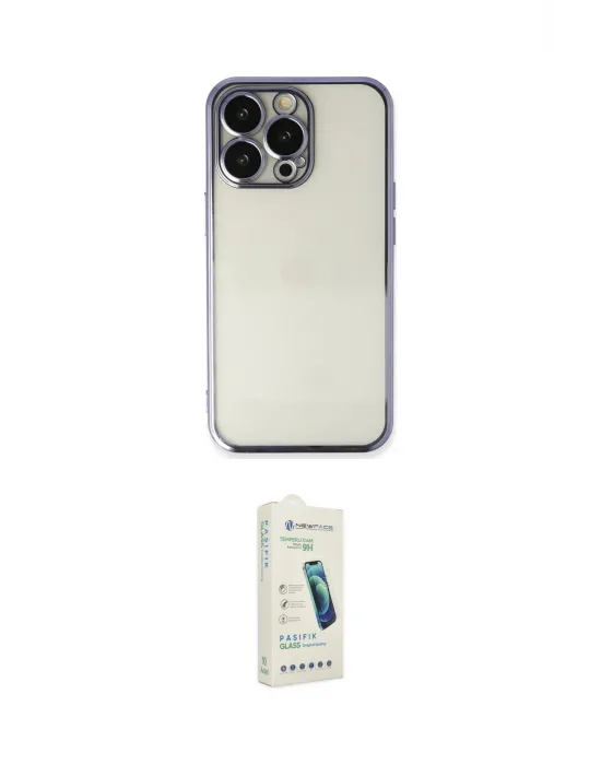 ieg™ iPhone 14 Pro Kılıf Vadi Minimal - Şeffaf Pasifik Cam Ekran Koruyucu
