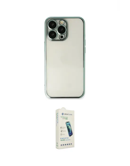 ieg™ iPhone 14 Pro Kılıf Vadi Minimal - Şeffaf Pasifik Cam Ekran Koruyucu