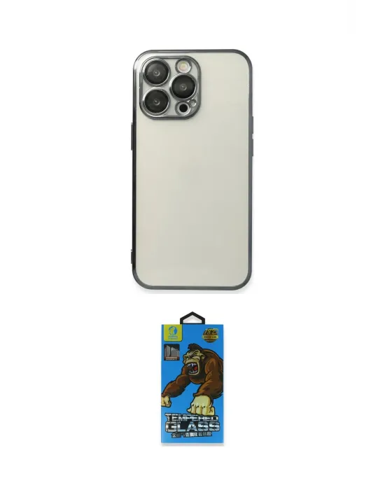 ieg™ iPhone 14 Pro Kılıf Vadi Minimal - Siyah 18D Cam Ekran Koruyucu