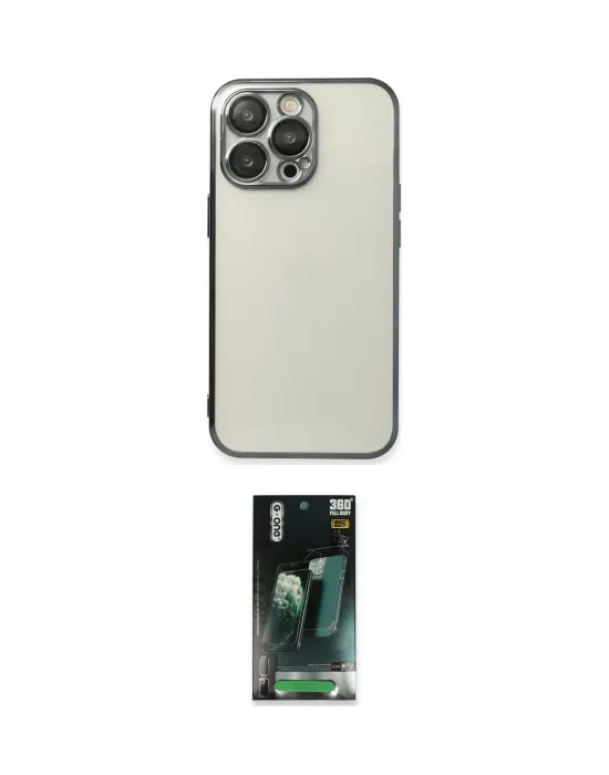 ieg™ iPhone 14 Pro Kılıf Vadi Minimal - Siyah 360 Mat Full Body Arka Koruyucu