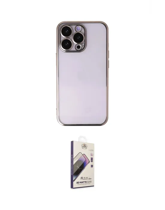 ieg™ iPhone 14 Pro Kılıf Vadi Minimal - Siyah Bilvis 3D Mat Cam Ekran Koruyucu
