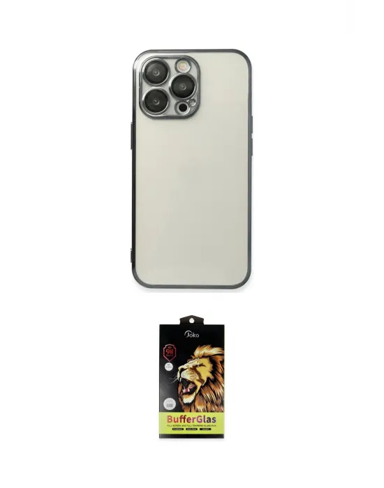 ieg™ iPhone 14 Pro Kılıf Vadi Minimal - Siyah Buffer Cam Ekran Koruyucu