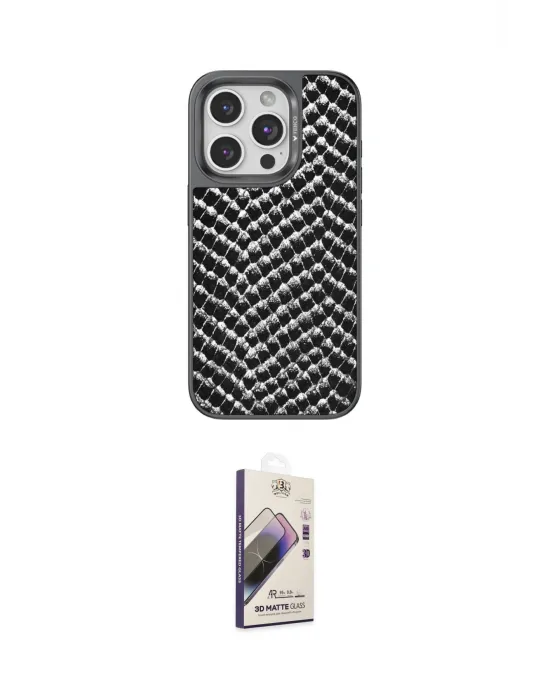 ieg™ iPhone 14 Pro Kılıf Vadi Özel Seri - Siyah Bilvis 3D Mat Cam Ekran Koruyucu