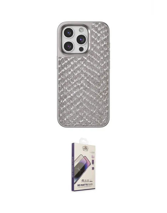 ieg™ iPhone 14 Pro Kılıf Vadi Özel Seri - Siyah Bilvis 3D Mat Cam Ekran Koruyucu