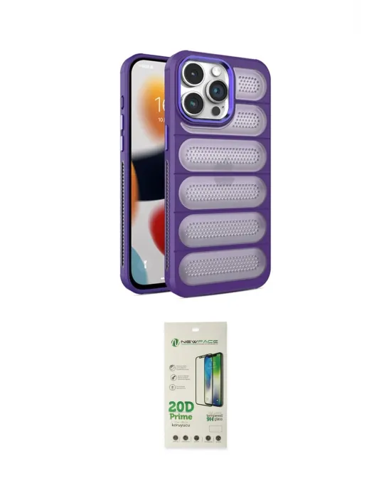 ieg™ iPhone 14 Pro Kılıf Yadigar Doku Özel Seri - Siyah 20D Premium Cam Ekran Koruyucu
