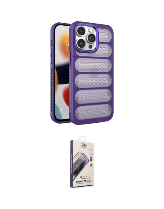 ieg™ iPhone 14 Pro Kılıf Yadigar Doku Özel Seri - Siyah Bilvis 3D Mat Cam Ekran Koruyucu