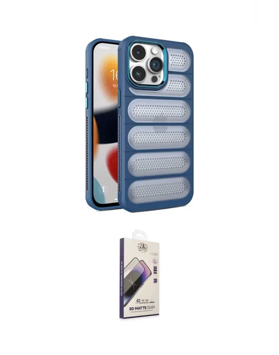 ieg™ iPhone 14 Pro Kılıf Yadigar Doku Özel Seri - Siyah Bilvis 3D Mat Cam Ekran Koruyucu