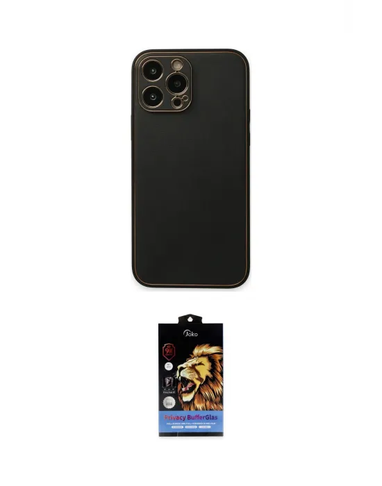 ieg™ iPhone 14 Pro Kılıf Yadigar Klasik - Siyah Buffer Hayalet Cam Ekran Koruyucu