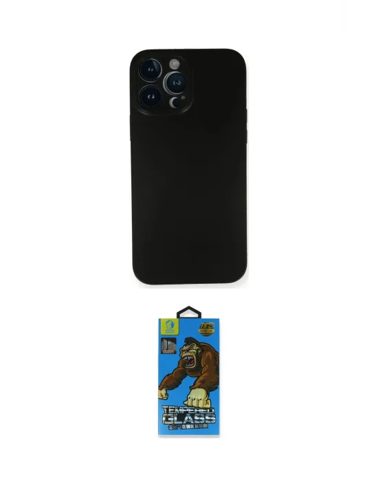 ieg™ iPhone 14 Pro Kılıf Yadigar Yansıma Serisi - Siyah 18D Cam Ekran Koruyucu