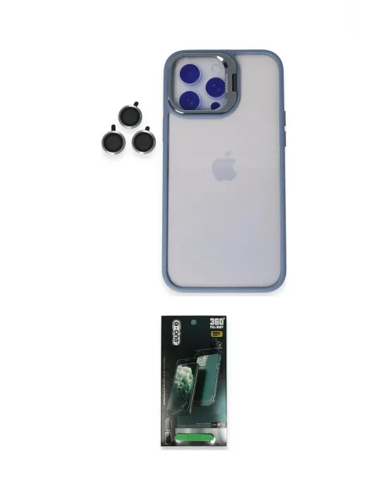 ieg™ iPhone 14 Pro Kılıf Yankı Asil Serisi - Siyah 360 Mat Full Body Arka Koruyucu