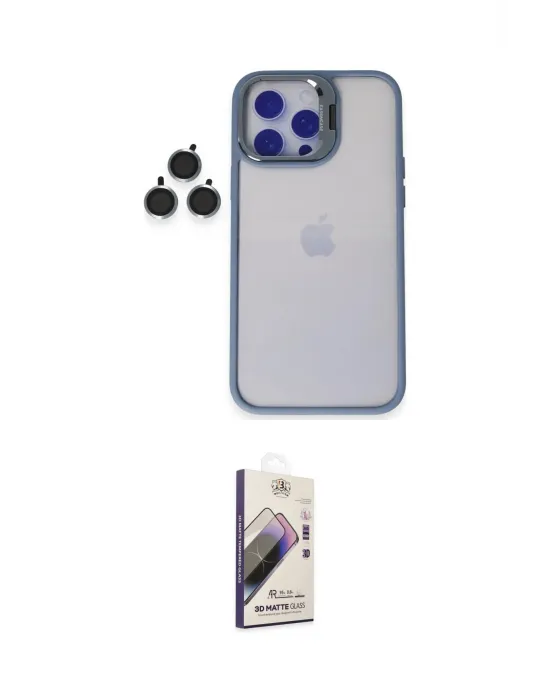 ieg™ iPhone 14 Pro Kılıf Yankı Asil Serisi - Siyah Bilvis 3D Mat Cam Ekran Koruyucu