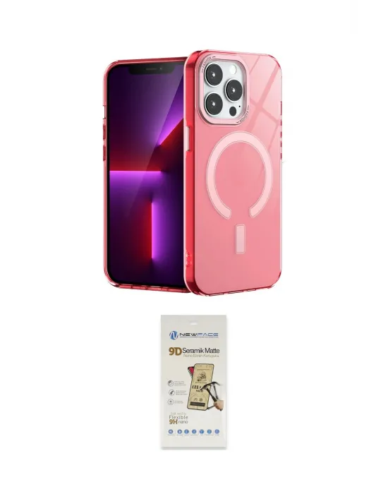 ieg™ iPhone 14 Pro Kılıf Yankı Çizgi - Siyah Mat Seramik Nano Ekran Koruyucu