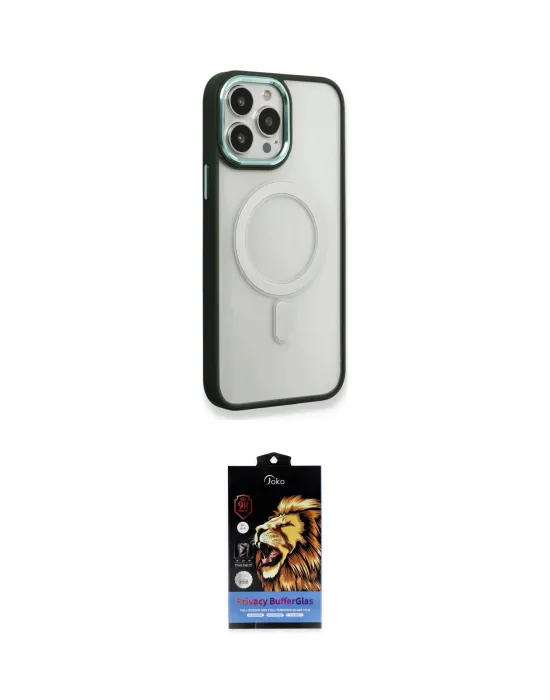 ieg™ iPhone 14 Pro Kılıf Yankı Işık Özel Seri - Siyah Buffer Hayalet Cam Ekran Koruyucu