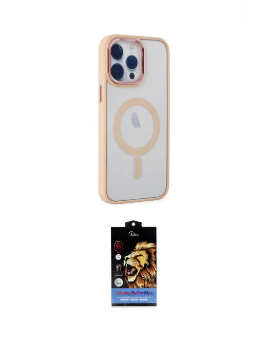 ieg™ iPhone 14 Pro Kılıf Yankı Işık Özel Seri - Siyah Buffer Hayalet Cam Ekran Koruyucu
