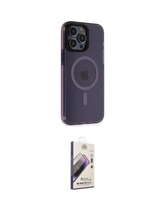 ieg™ iPhone 14 Pro Kılıf Yankı Işık Prime - Siyah Bilvis 3D Mat Cam Ekran Koruyucu
