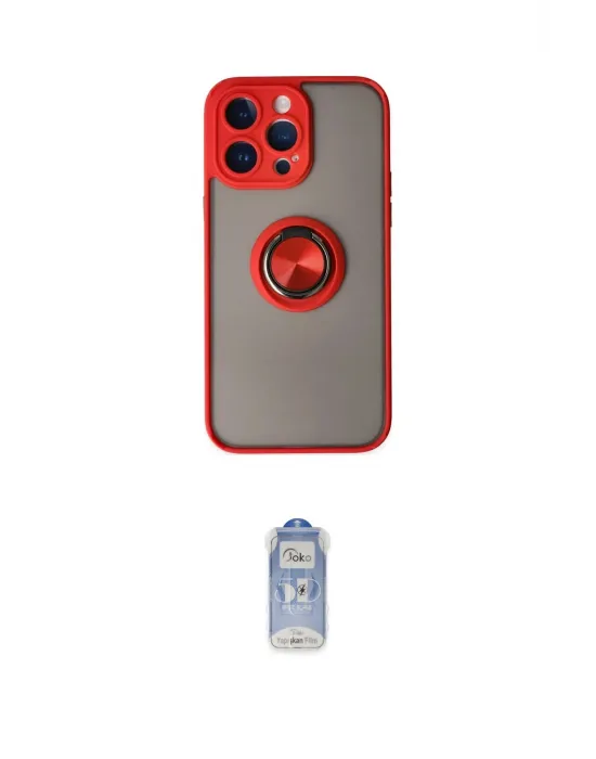 ieg™ iPhone 14 Pro Kılıf Yörünge Çizgi - Siyah Joko Magic 5D Cam