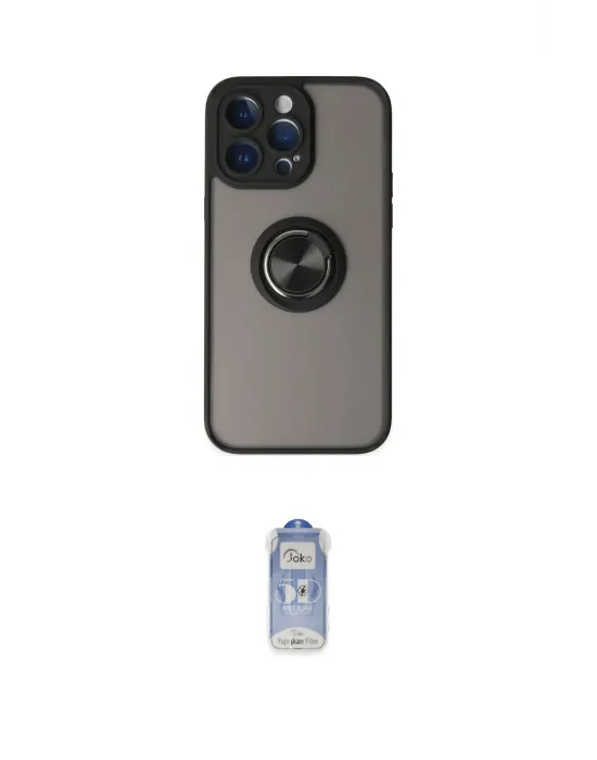 ieg™ iPhone 14 Pro Kılıf Yörünge Çizgi - Siyah Joko Magic 5D Cam