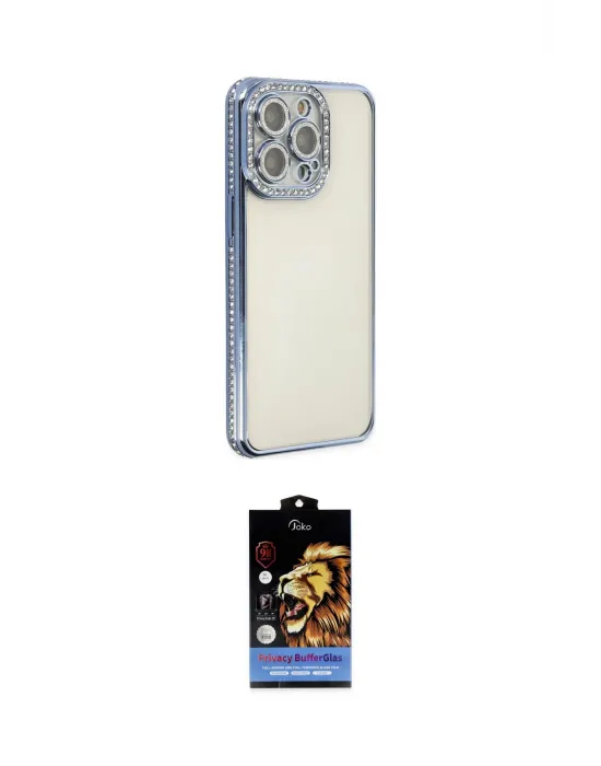 ieg™ iPhone 14 Pro Kılıf Yörünge Koleksiyonu - Siyah Buffer Hayalet Cam Ekran Koruyucu