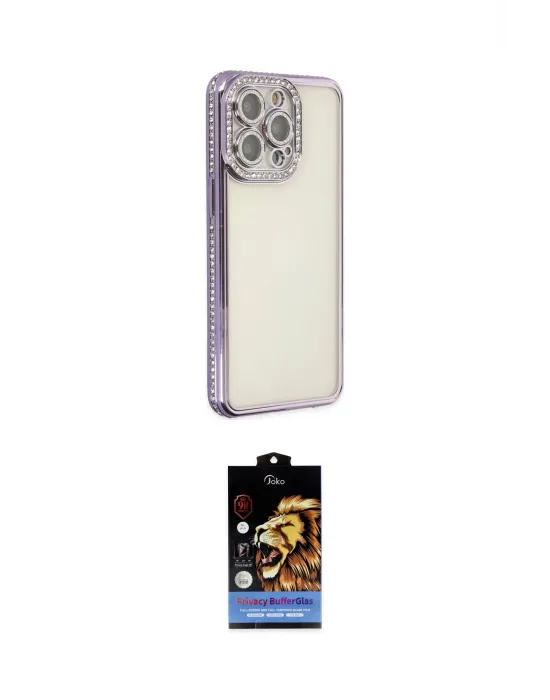 ieg™ iPhone 14 Pro Kılıf Yörünge Koleksiyonu - Siyah Buffer Hayalet Cam Ekran Koruyucu