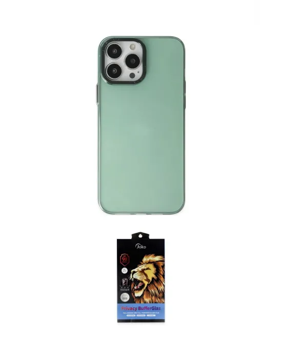 ieg™ iPhone 14 Pro Kılıf Zirve Doku Koleksiyonu - Siyah Buffer Hayalet Cam Ekran Koruyucu