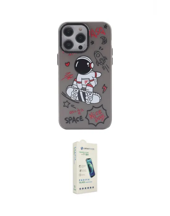 ieg™ iPhone 14 Pro Kılıf Zirve Form Özel Seri - Şeffaf Pasifik Cam Ekran Koruyucu