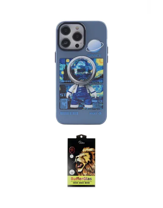 ieg™ iPhone 14 Pro Kılıf Zirve Form Özel Seri - Siyah Buffer Cam Ekran Koruyucu