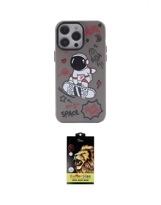 ieg™ iPhone 14 Pro Kılıf Zirve Form Özel Seri - Siyah Buffer Cam Ekran Koruyucu