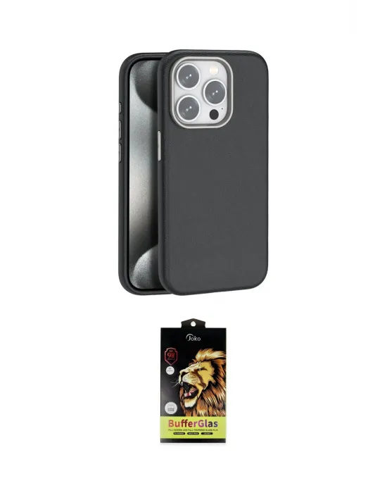 ieg™ iPhone 14 Pro Kılıf Zirve Modern Prime - Siyah Buffer Cam Ekran Koruyucu