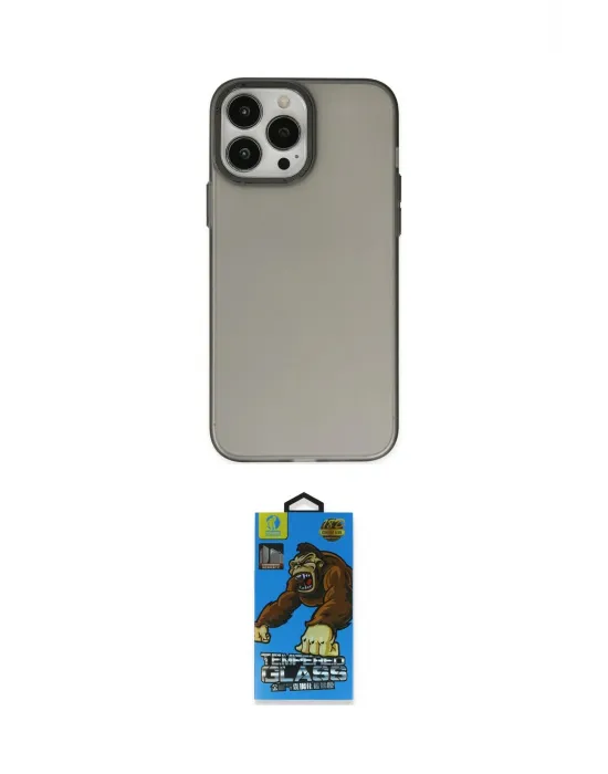 ieg™ iPhone 14 Pro Max Kılıf Ahenk Çizgi Prime - Siyah 18D Cam Ekran Koruyucu