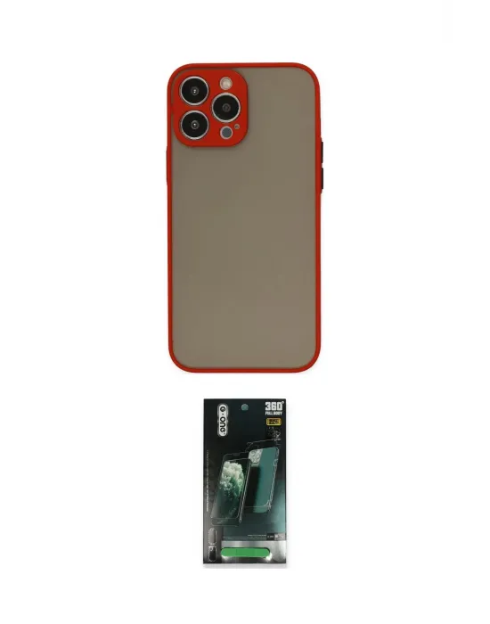 ieg™ iPhone 14 Pro Max Kılıf Ahenk Çizgi Serisi - Siyah 360 Mat Full Body Arka Koruyucu