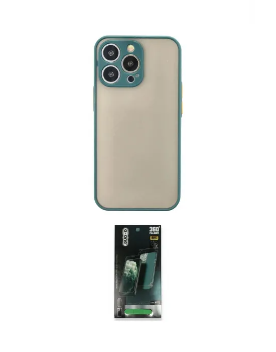 ieg™ iPhone 14 Pro Max Kılıf Ahenk Çizgi Serisi - Siyah 360 Mat Full Body Arka Koruyucu