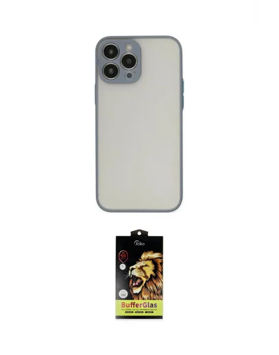 ieg™ iPhone 14 Pro Max Kılıf Ahenk Çizgi Serisi - Siyah Buffer Cam Ekran Koruyucu