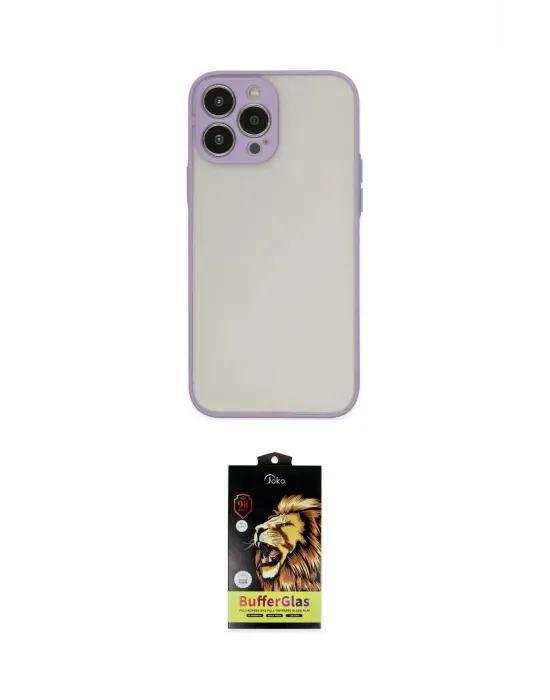 ieg™ iPhone 14 Pro Max Kılıf Ahenk Çizgi Serisi - Siyah Buffer Cam Ekran Koruyucu
