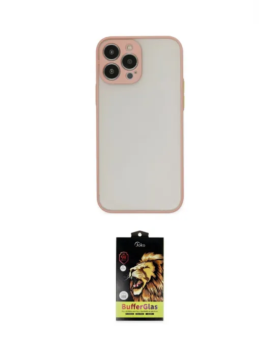 ieg™ iPhone 14 Pro Max Kılıf Ahenk Çizgi Serisi - Siyah Buffer Cam Ekran Koruyucu