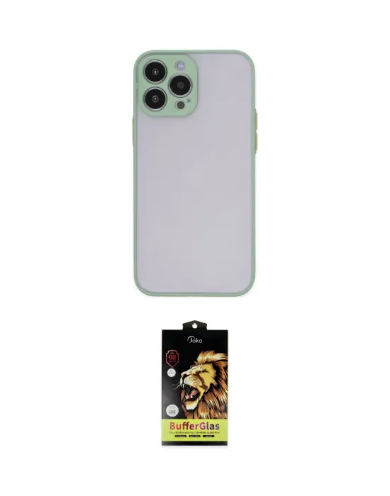 ieg™ iPhone 14 Pro Max Kılıf Ahenk Çizgi Serisi - Siyah Buffer Cam Ekran Koruyucu