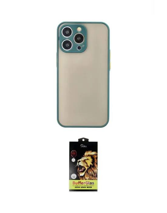 ieg™ iPhone 14 Pro Max Kılıf Ahenk Çizgi Serisi - Siyah Buffer Cam Ekran Koruyucu