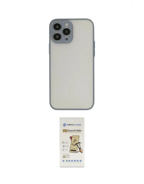 ieg™ iPhone 14 Pro Max Kılıf Ahenk Çizgi Serisi - Siyah Mat Seramik Nano Ekran Koruyucu